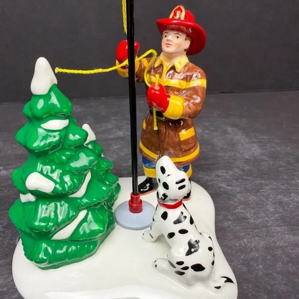 Department 56 Original Snow Village Fireman Raising the Flag 55154